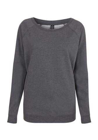 Womens Black Heather Raglan Sweatshirt