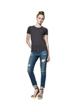 Womens Slim Fit Mid Blue T-Shirt