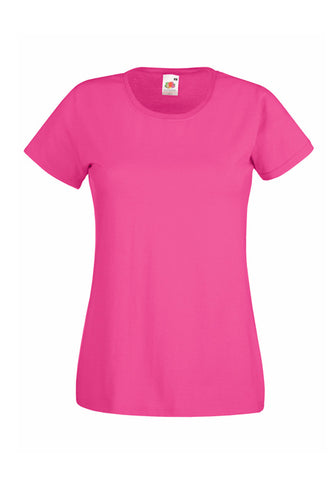 Womens Ladfit Fuschia T-Shirt front