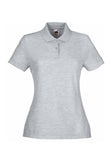 Womens Ladyfit Heather Grey Polo Shirt front