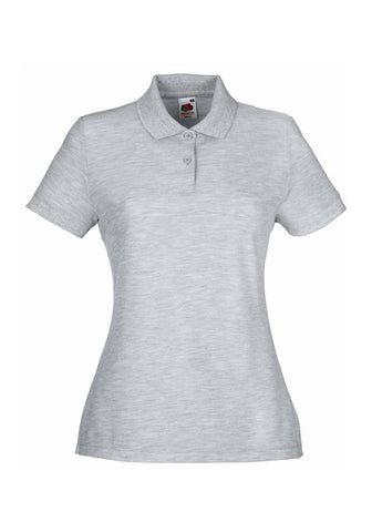 Womens Ladyfit Heather Grey Polo Shirt front