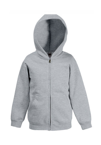 Kids Heather Grey Classic Zipped Hoodie front