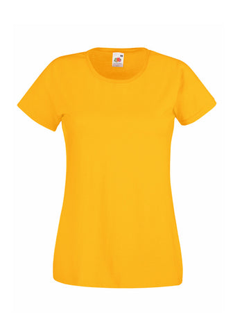 Womens Ladfit Yellow T-Shirt front